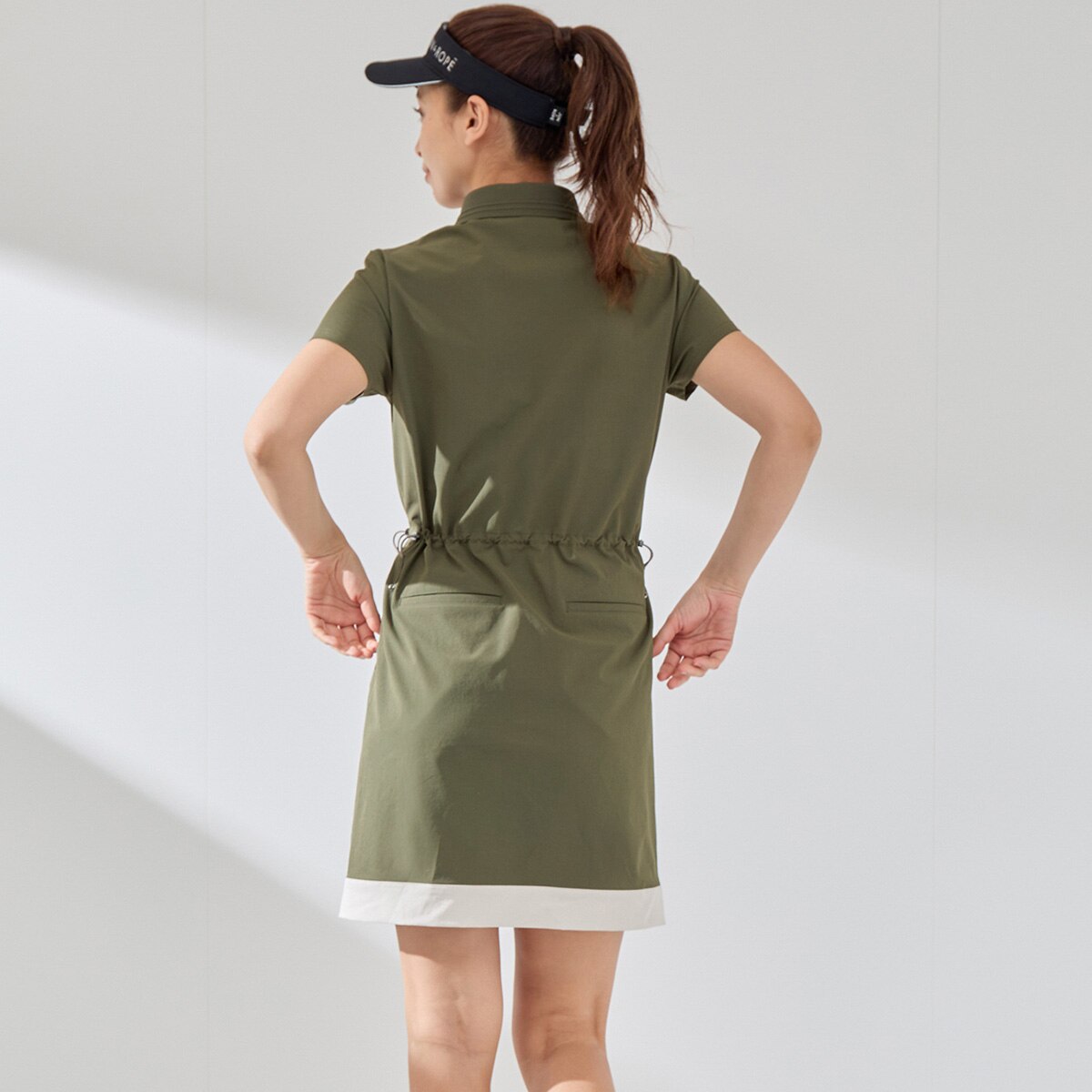 UV 吸水速乾 ドロスト使い半袖ポロワンピース レディス(ワンピース