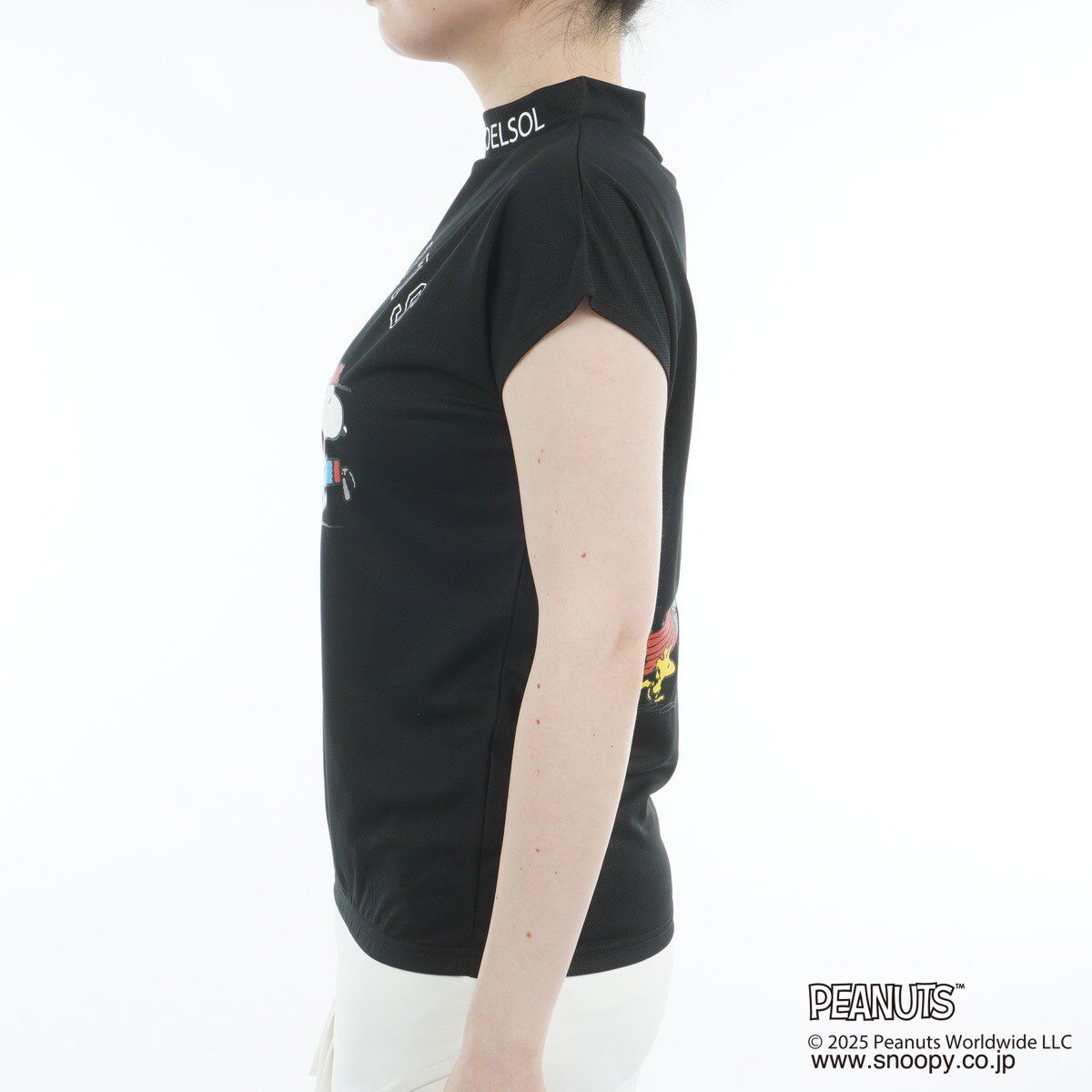 DELSOL×PEANUTS スヌーピーコラボ ストレッチ 裾ゴムフレンチスリーブ