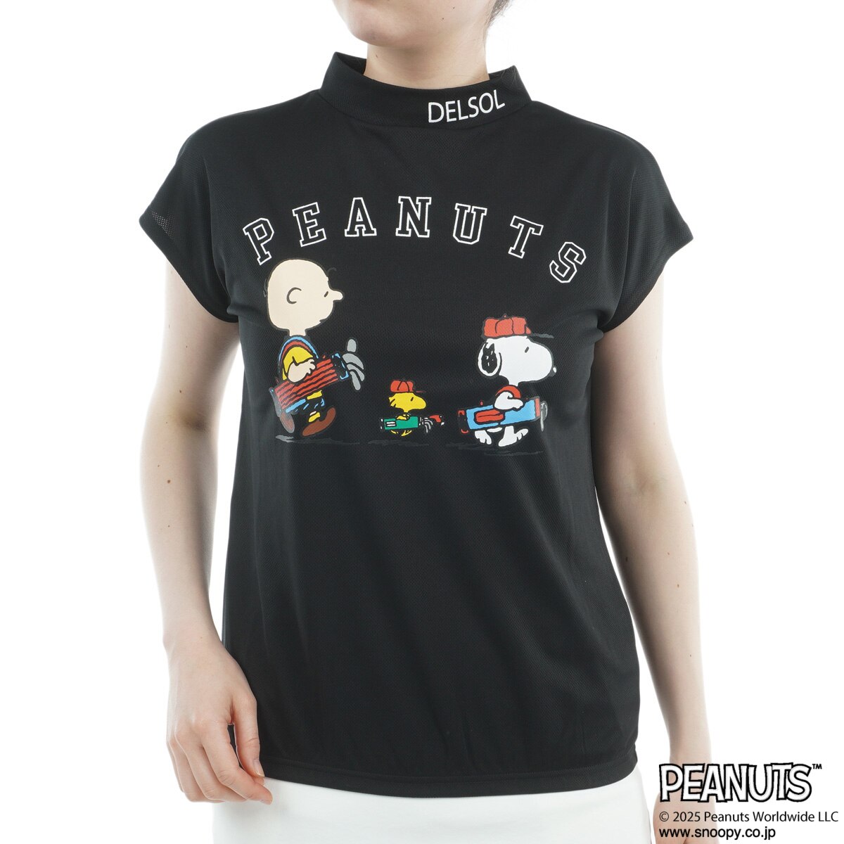 【新品未使用】DELSOL PEANUTS スヌーピー ゴルフシャツ L DELSOL×PEANUTS スヌーピーコラボ ストレッチ 裾ゴムフレンチ