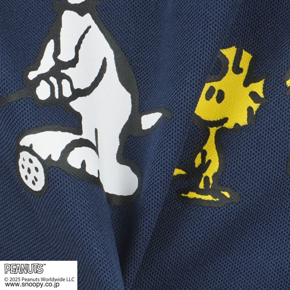 DELSOL×PEANUTS スヌーピーコラボ ストレッチ 半袖モックネックシャツ