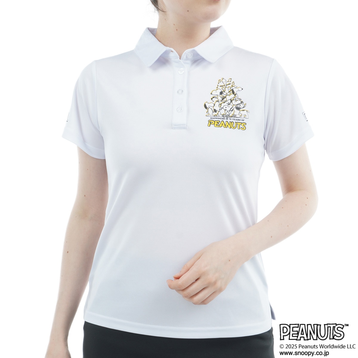 DELSOL×PEANUTS スヌーピーコラボ ストレッチ 75周年デザイン半袖