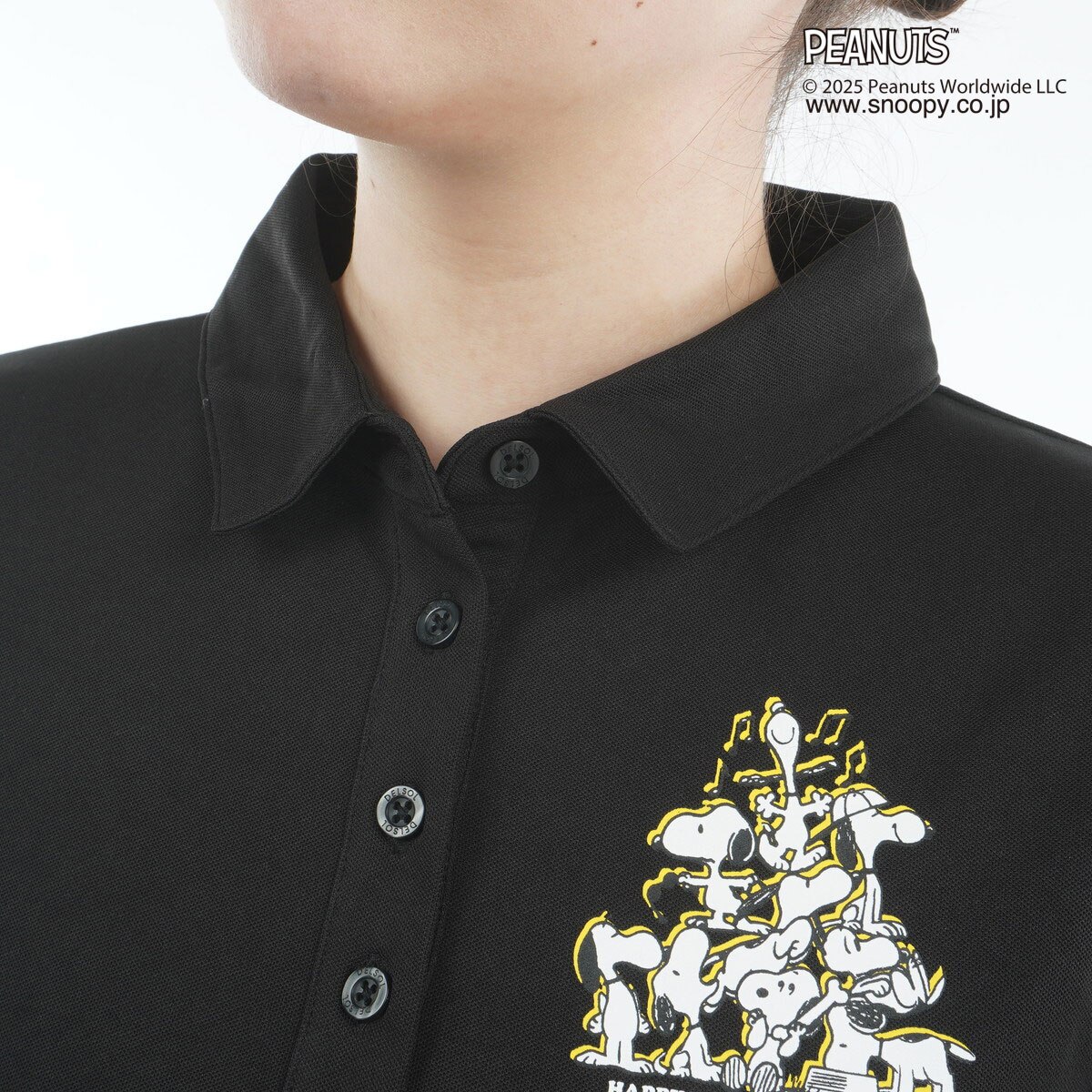 DELSOL×PEANUTS スヌーピーコラボ ストレッチ 75周年デザイン半袖