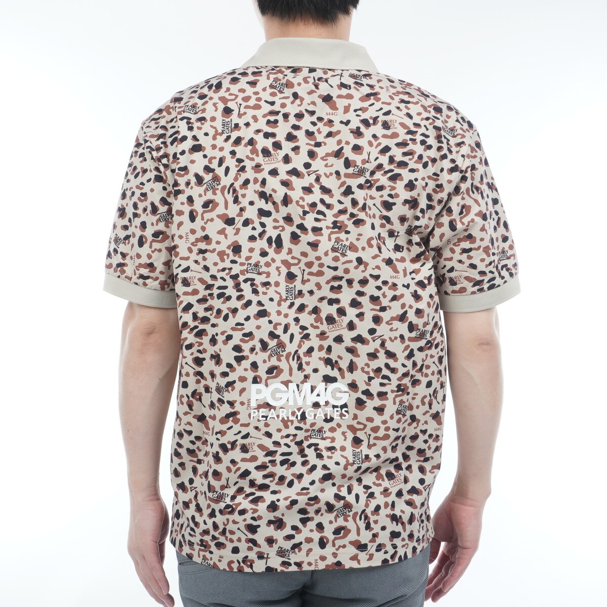 格子ジャージ ヒョウ柄 半袖ポロシャツ(半袖シャツ・ポロシャツ