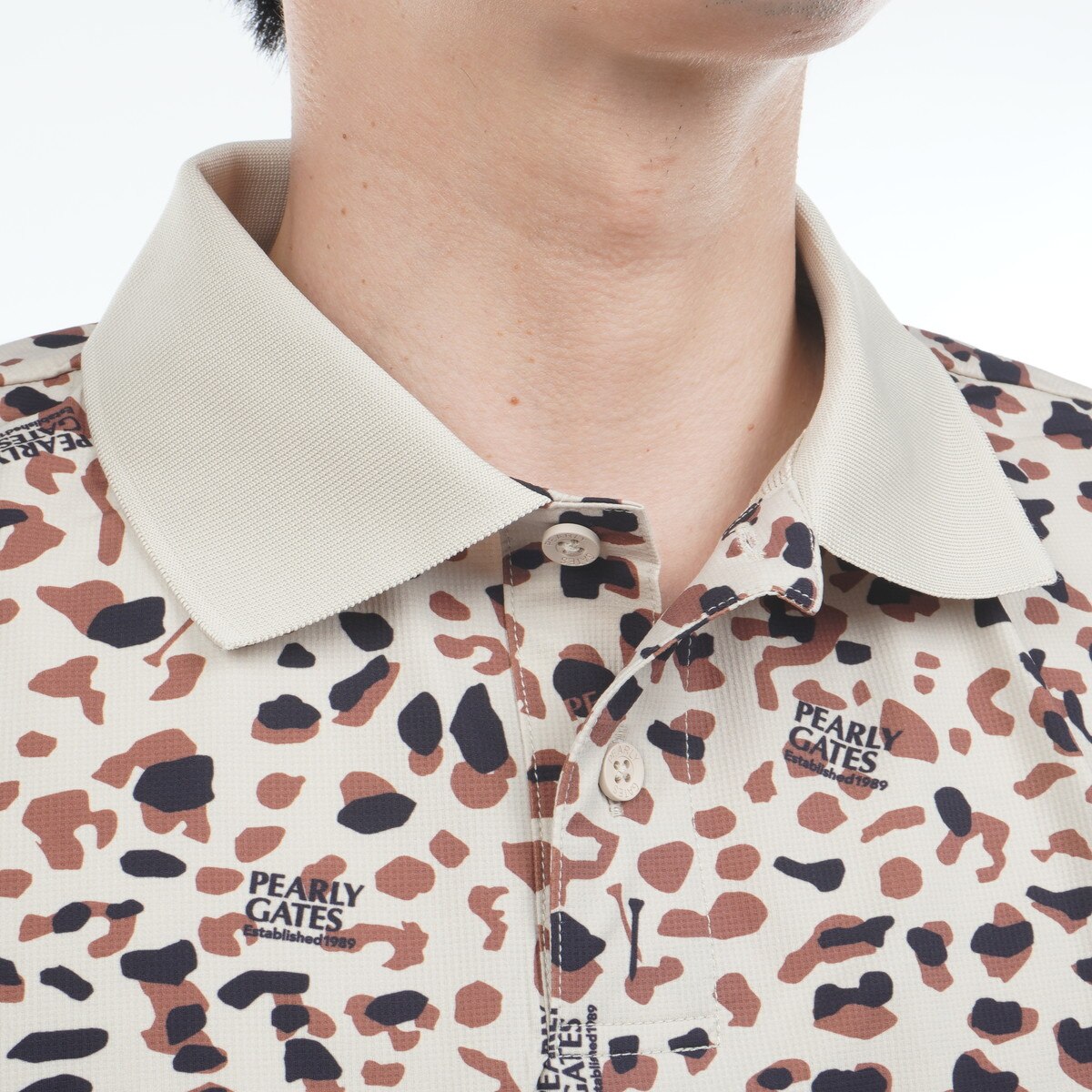 格子ジャージ ヒョウ柄 半袖ポロシャツ(半袖シャツ・ポロシャツ