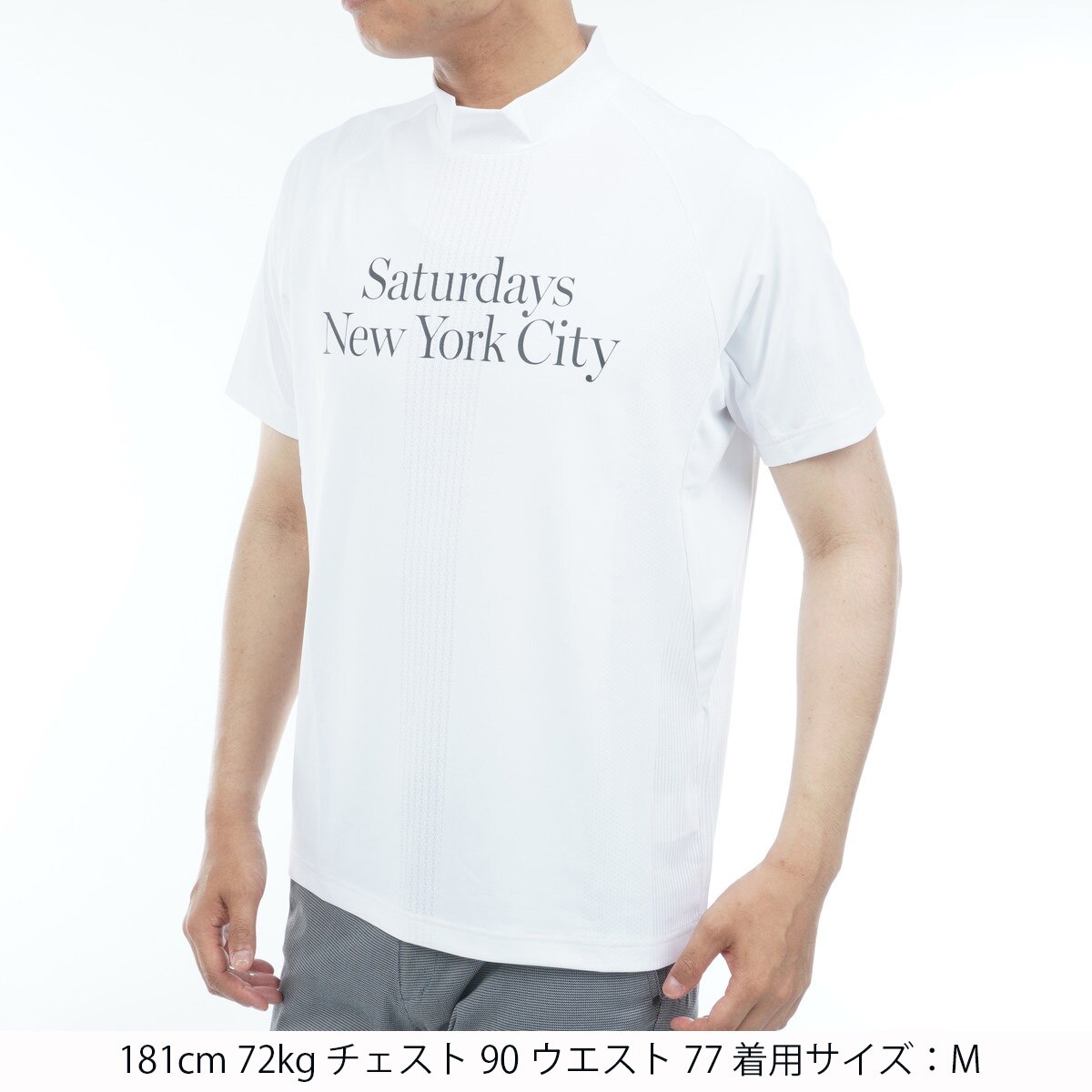 メッシュジャカード モックネック半袖シャツ(半袖シャツ