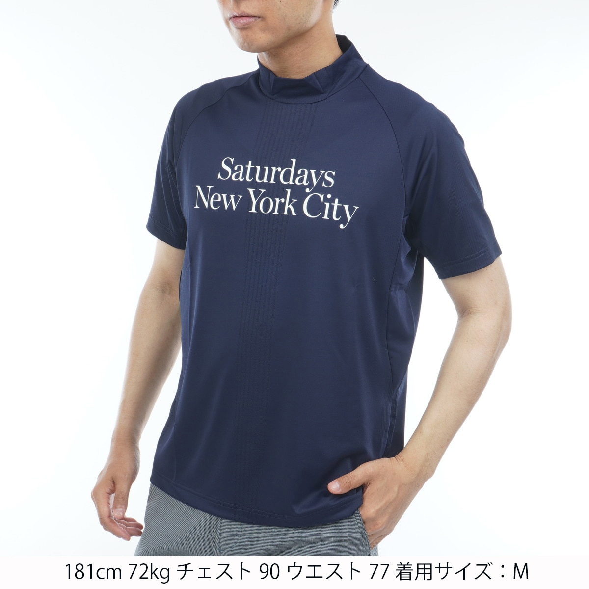 メッシュジャカード モックネック半袖シャツ(半袖シャツ