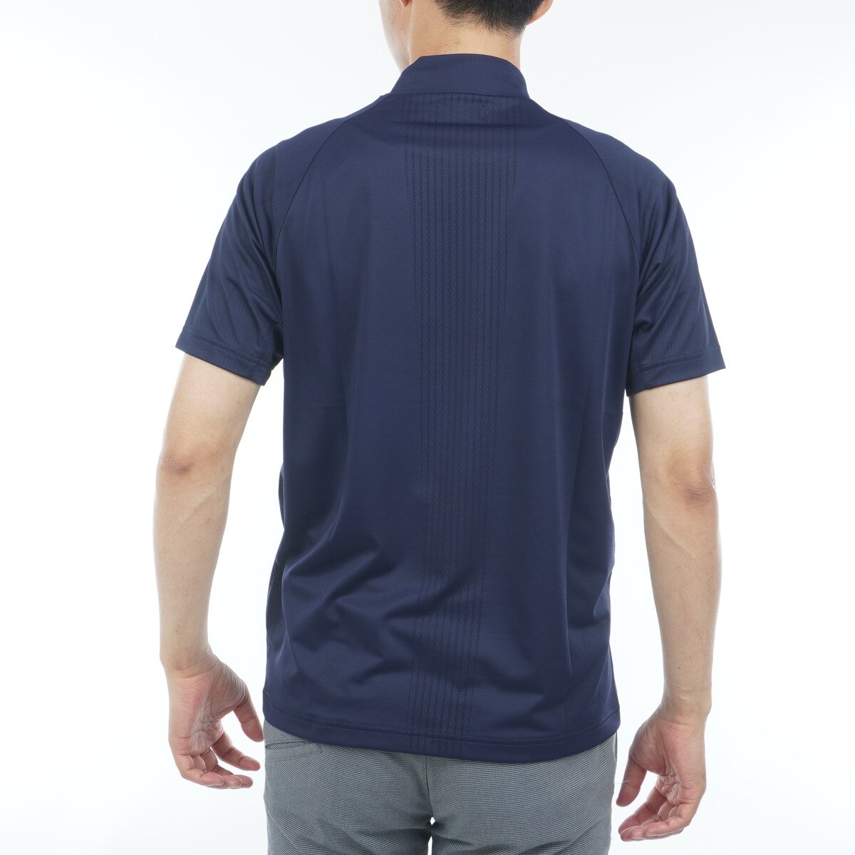 メッシュジャカード モックネック半袖シャツ(半袖シャツ