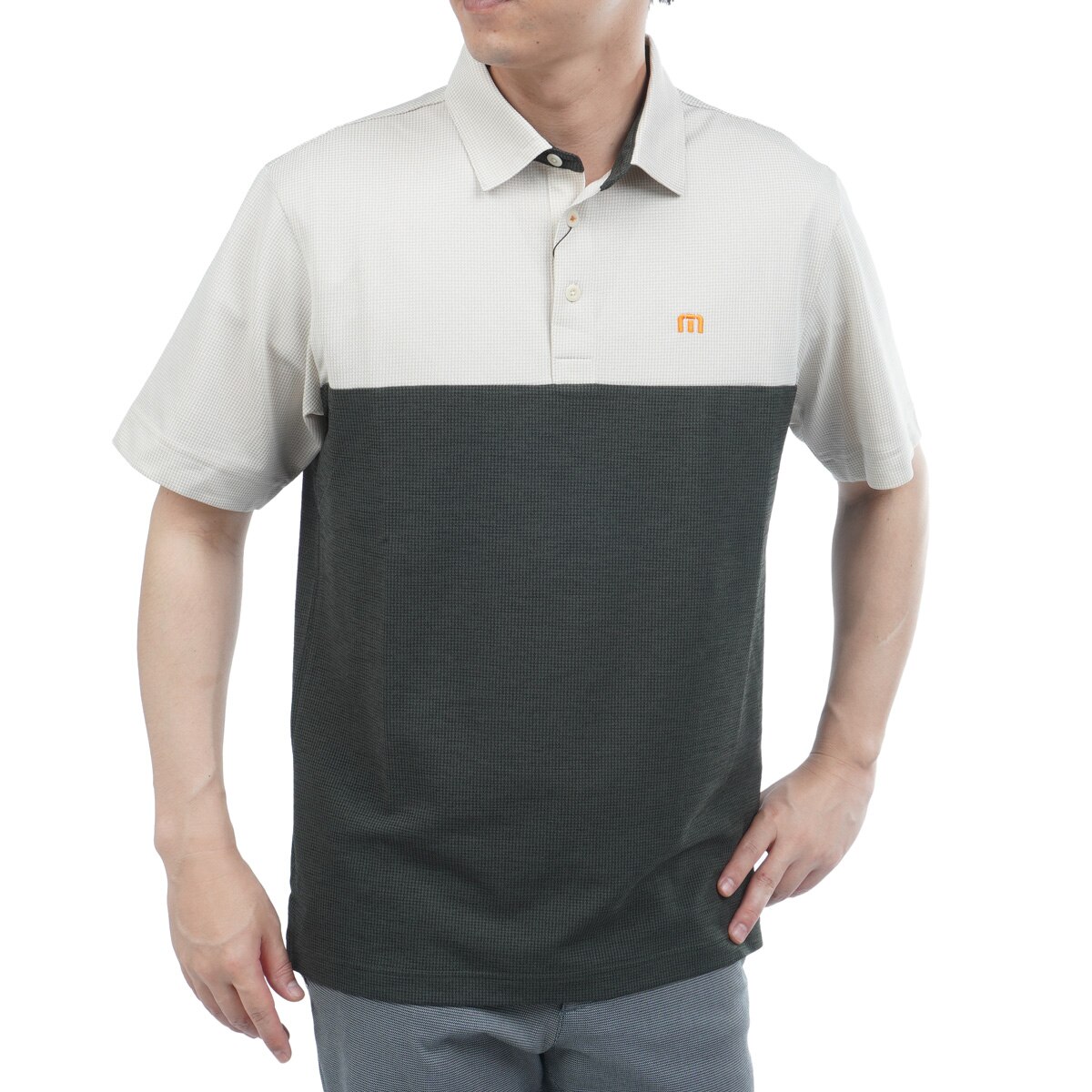 トラヴィスマシュー　半袖ポロシャツ　M ホワイト&amp;グレー系　バイカラー トラヴィスマシュー（Travis Mathew）（メンズ）ゴルフウェア
