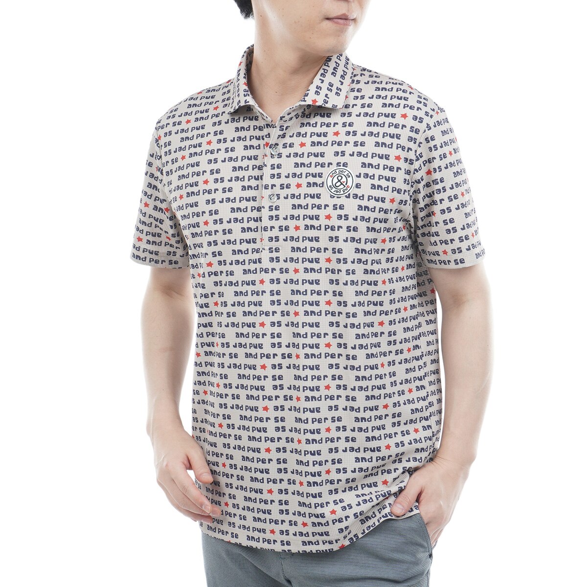 ストレッチ ソルケアドットプリンテッド半袖ポロシャツ(半袖シャツ