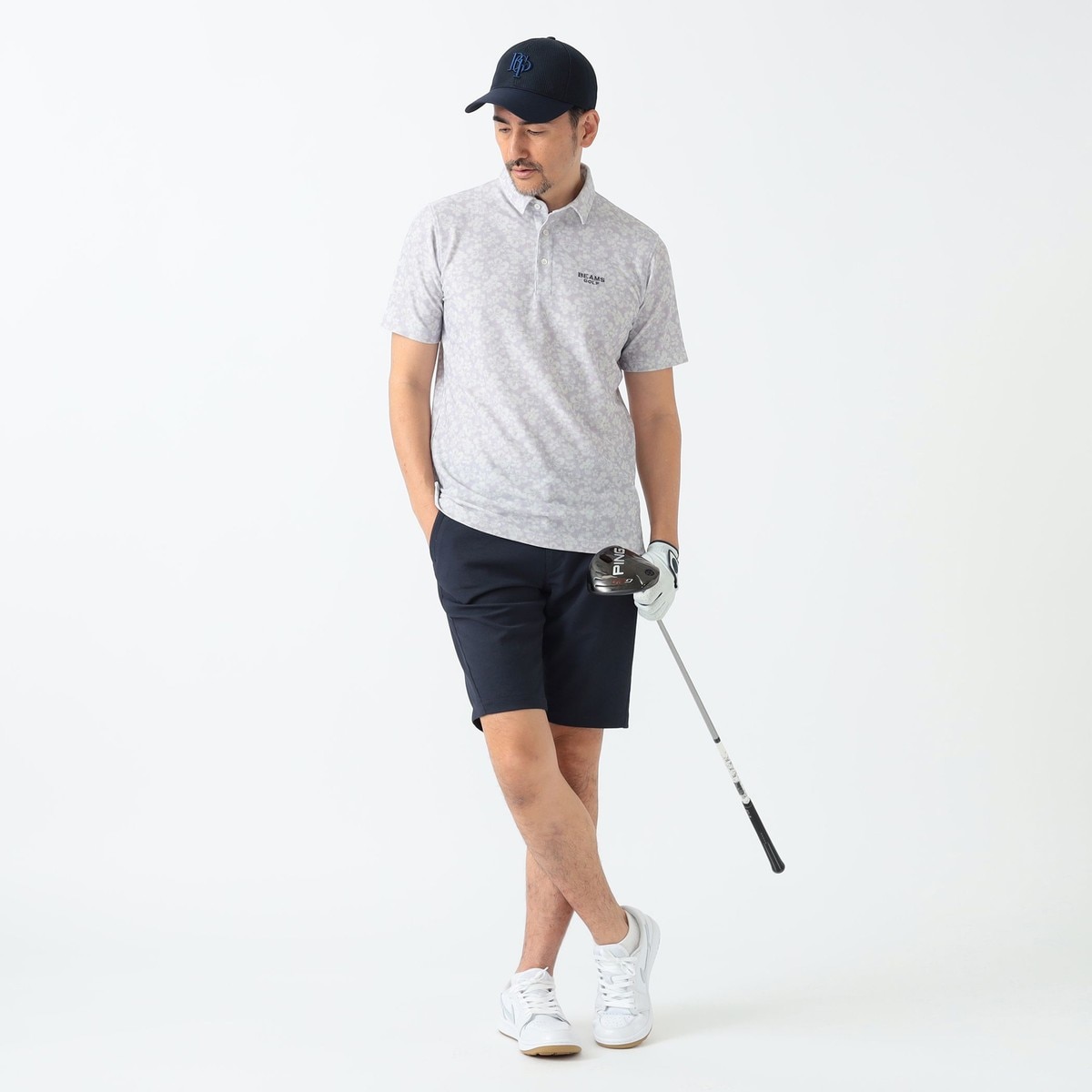 PURPLE LABEL フラワー ストレッチポロシャツ(半袖シャツ