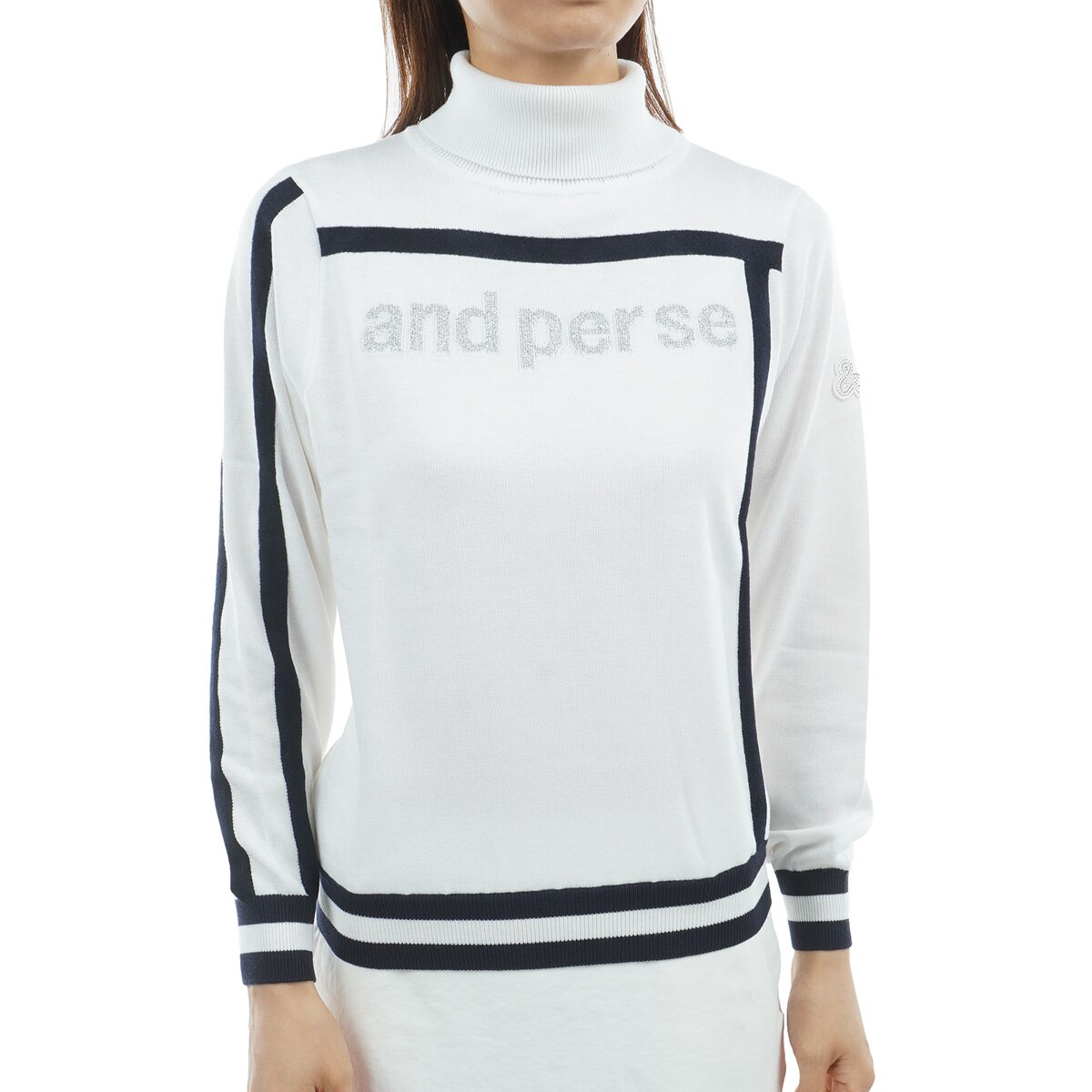 タグ付新品★and per seアンパスィ防風スリーブタートルネックセーターL白 タグ付新品☆and per seアンパスィ防風スリーブタートルネック