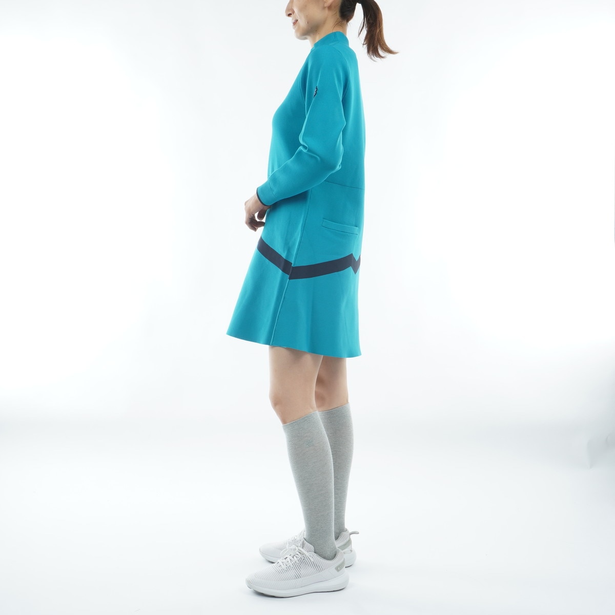 ストレッチ ライトハイゲージ アクティブニットワンピース レディス