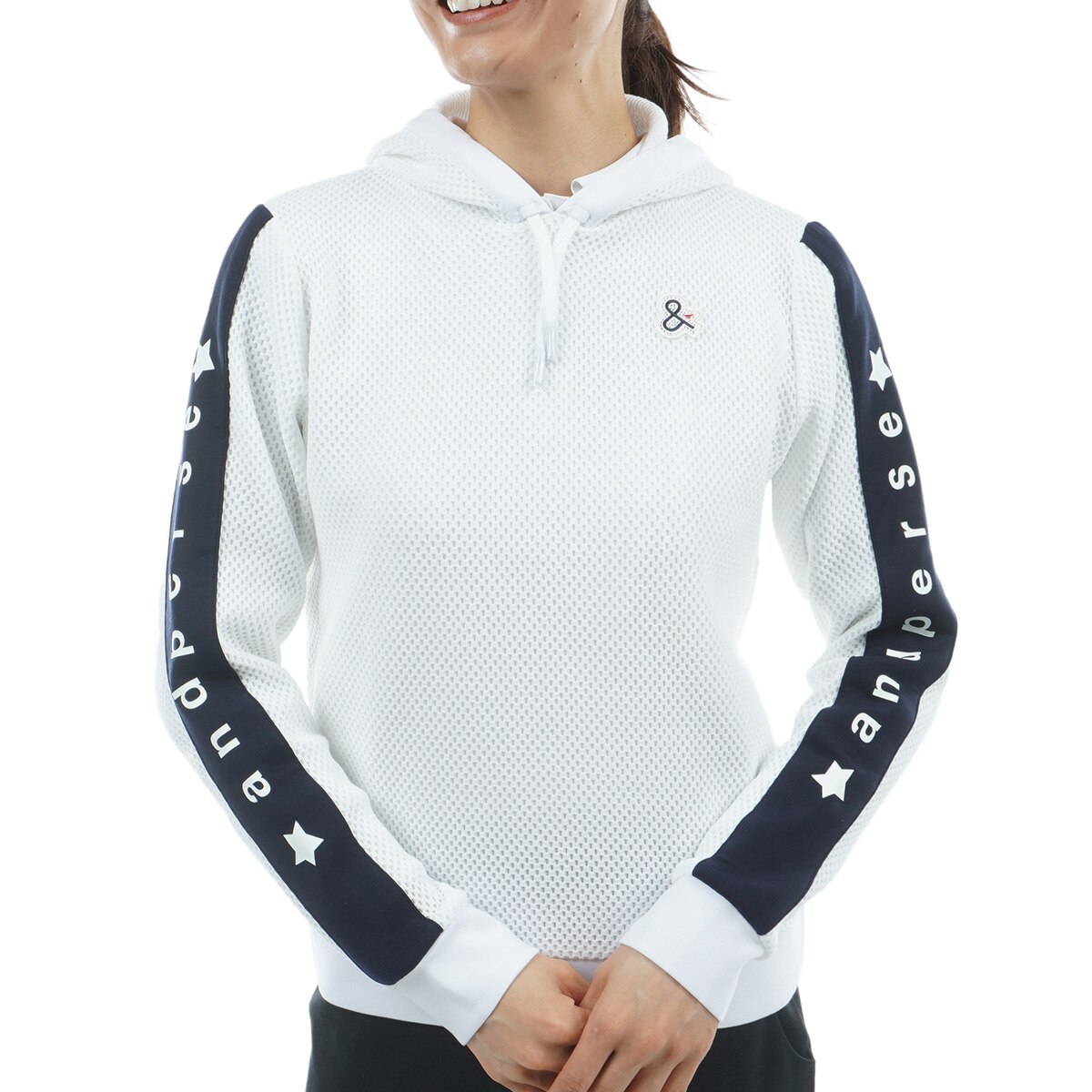 アンパスィ　and per se　ストレッチ エアレーテックメッシュ フーディープルオーバー　レディス ストレッチ エアレーテックメッシュ フーディープルオーバー レディス