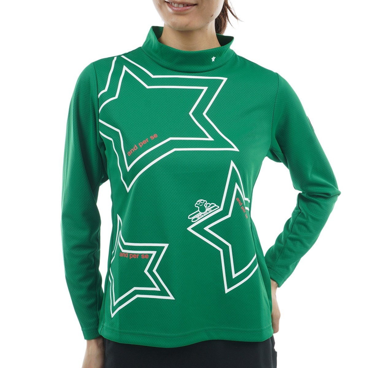 ストレッチディンプル長袖モックネックシャツ レディス(長袖