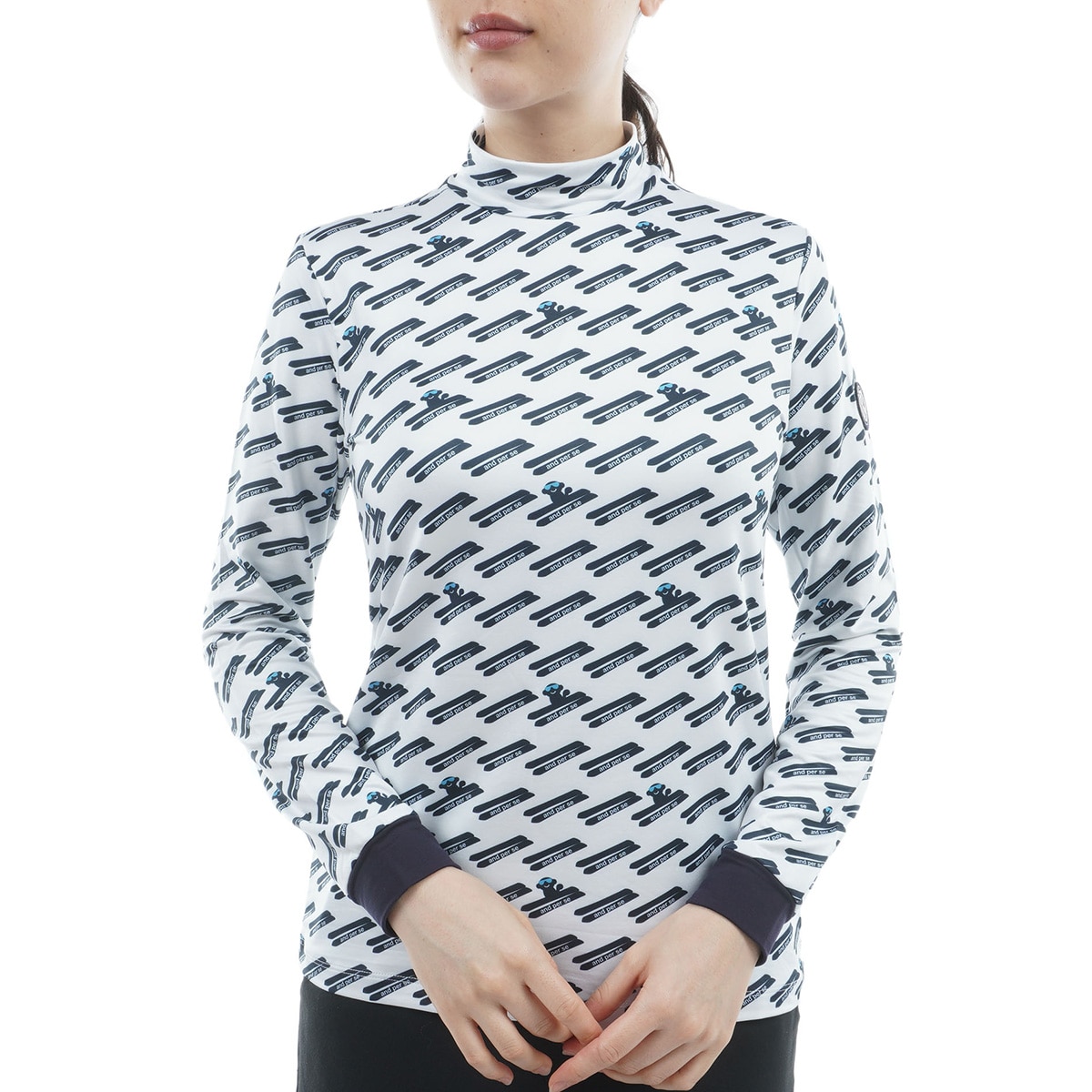 ストレッチ 裏起毛 ソフトニット長袖モックネックシャツ レディス(長袖