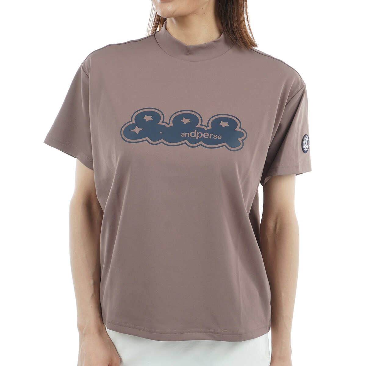 アンパスィ　モックネック　新品 ストレッチ UVプロテクト モックネック長袖Tシャツ レディス