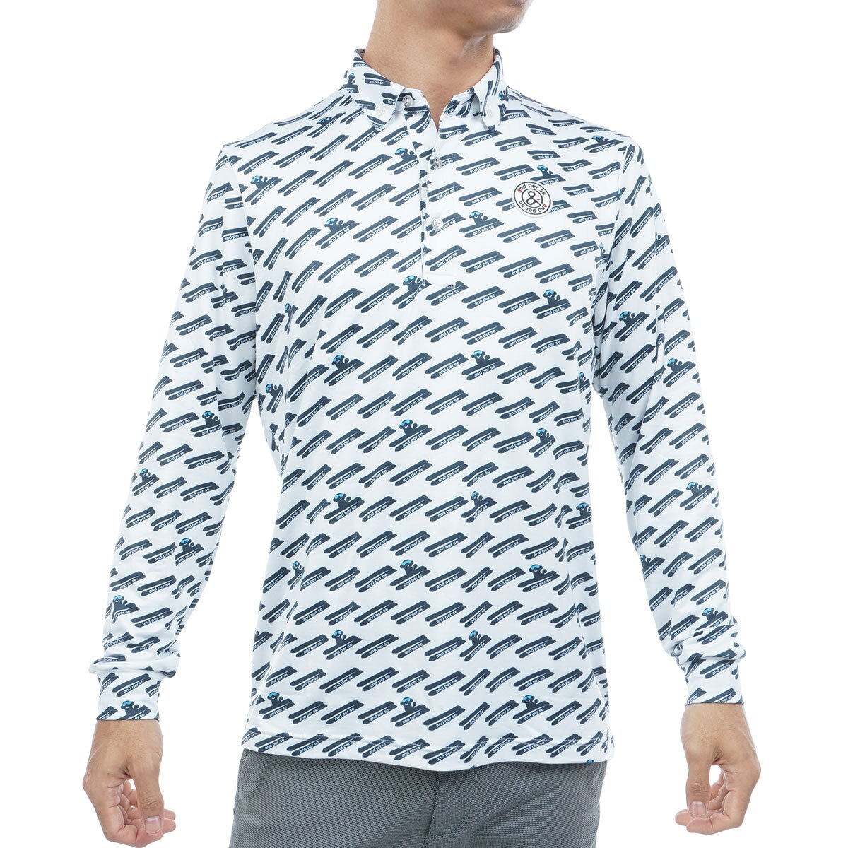 アンパスィ　and per se　ストレッチ 裏起毛 ソフトニット長袖ボタンダウンポロシャツ ストレッチ 裏起毛 ソフトニット長袖ボタンダウンポロシャツ(長袖