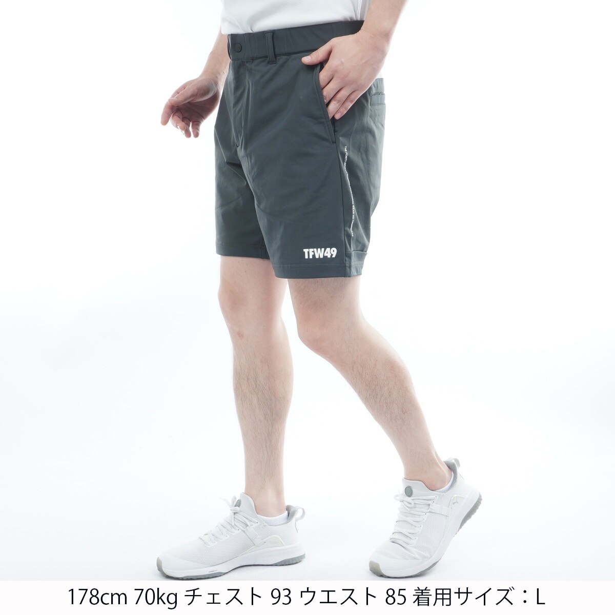 新品⭐️タグ付き❤️2025新作 TFW49 ハーフパンツブラックＬ ストレッチ アウトレット】ストレッチ ハイブリッド ショートパンツ(ハーフパンツ