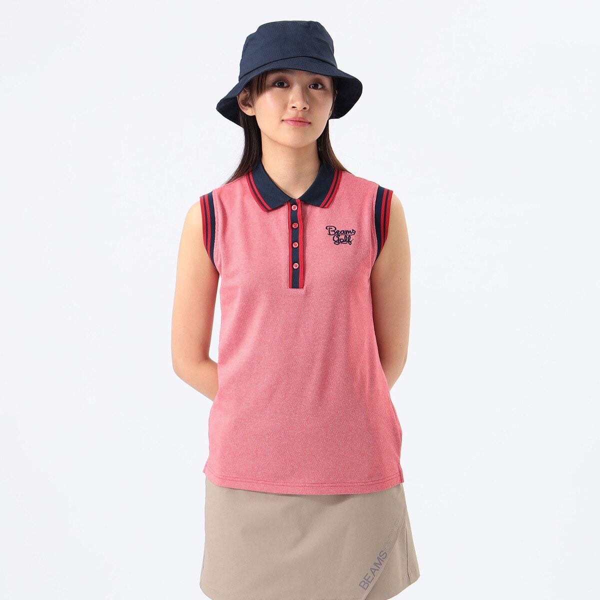 ORANGE LABEL リブライン ノースリーブ ポロシャツ レディス(半袖