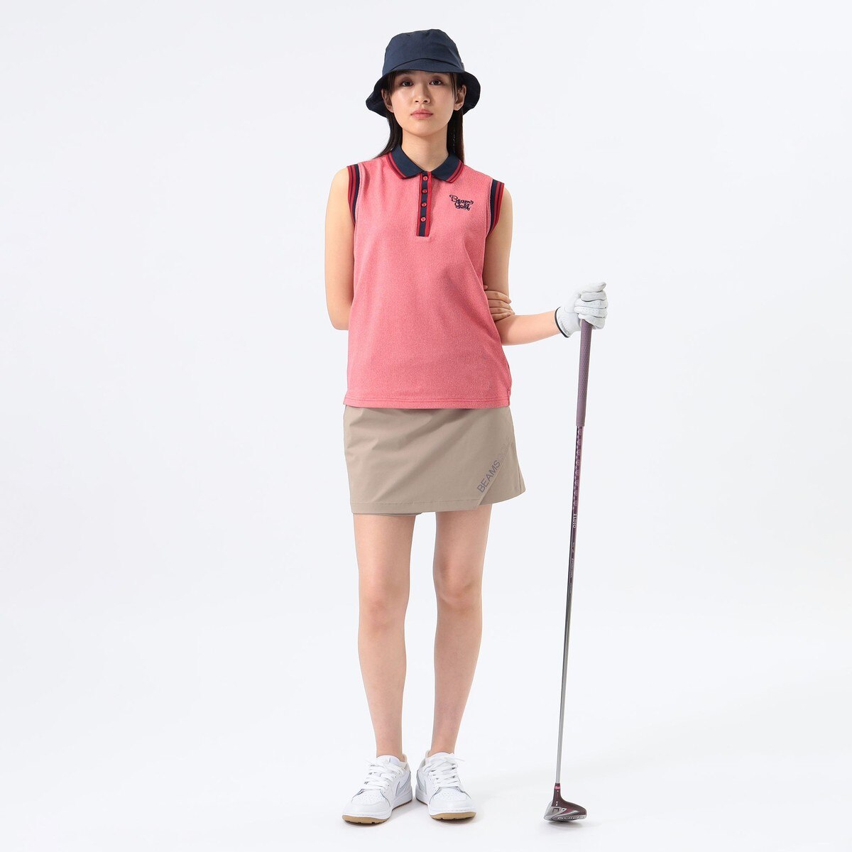 ORANGE LABEL リブライン ノースリーブ ポロシャツ レディス(半袖