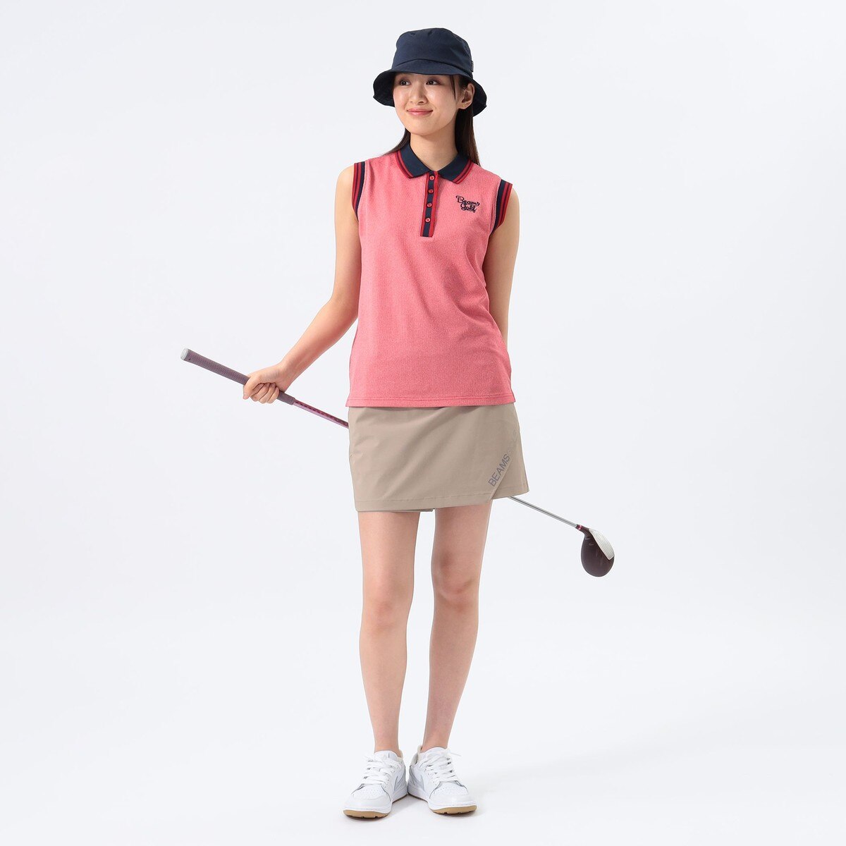 ORANGE LABEL リブライン ノースリーブ ポロシャツ レディス(半袖