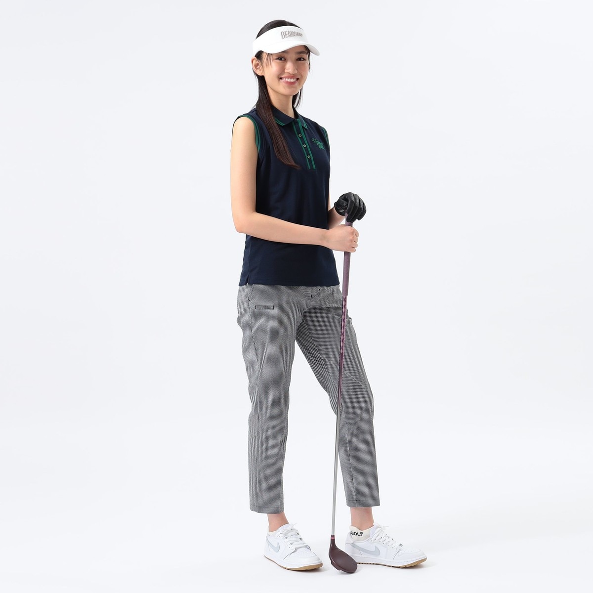 ORANGE LABEL リブライン ノースリーブ ポロシャツ レディス(半袖