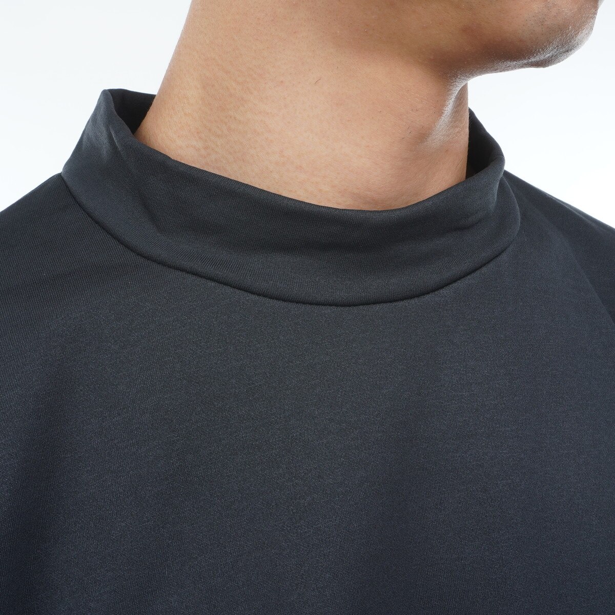 ストレッチ バックグリッドフリース 裏起毛 長袖モックネックシャツ