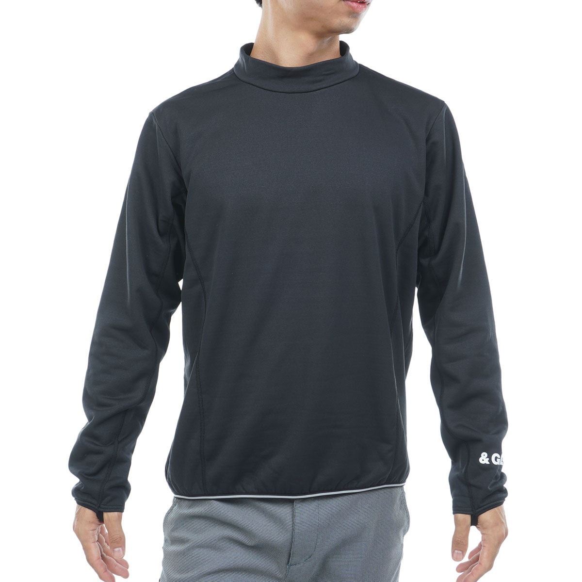 ストレッチ バックグリッドフリース 裏起毛 長袖モックネック