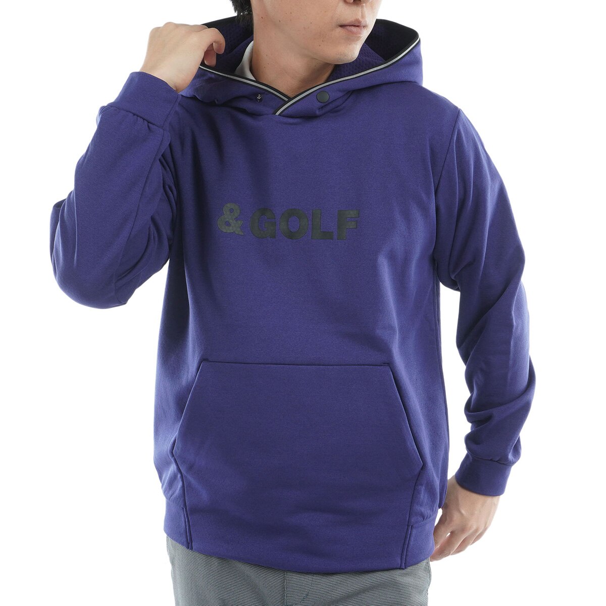 ストレッチ バックグリッドフリース 裏起毛 プルパーカー(中間着