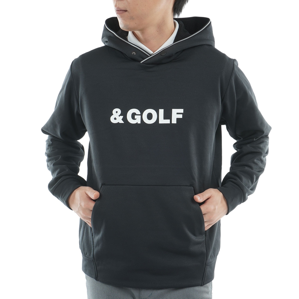 ストレッチ バックグリッドフリース 裏起毛 プルパーカー(中間着