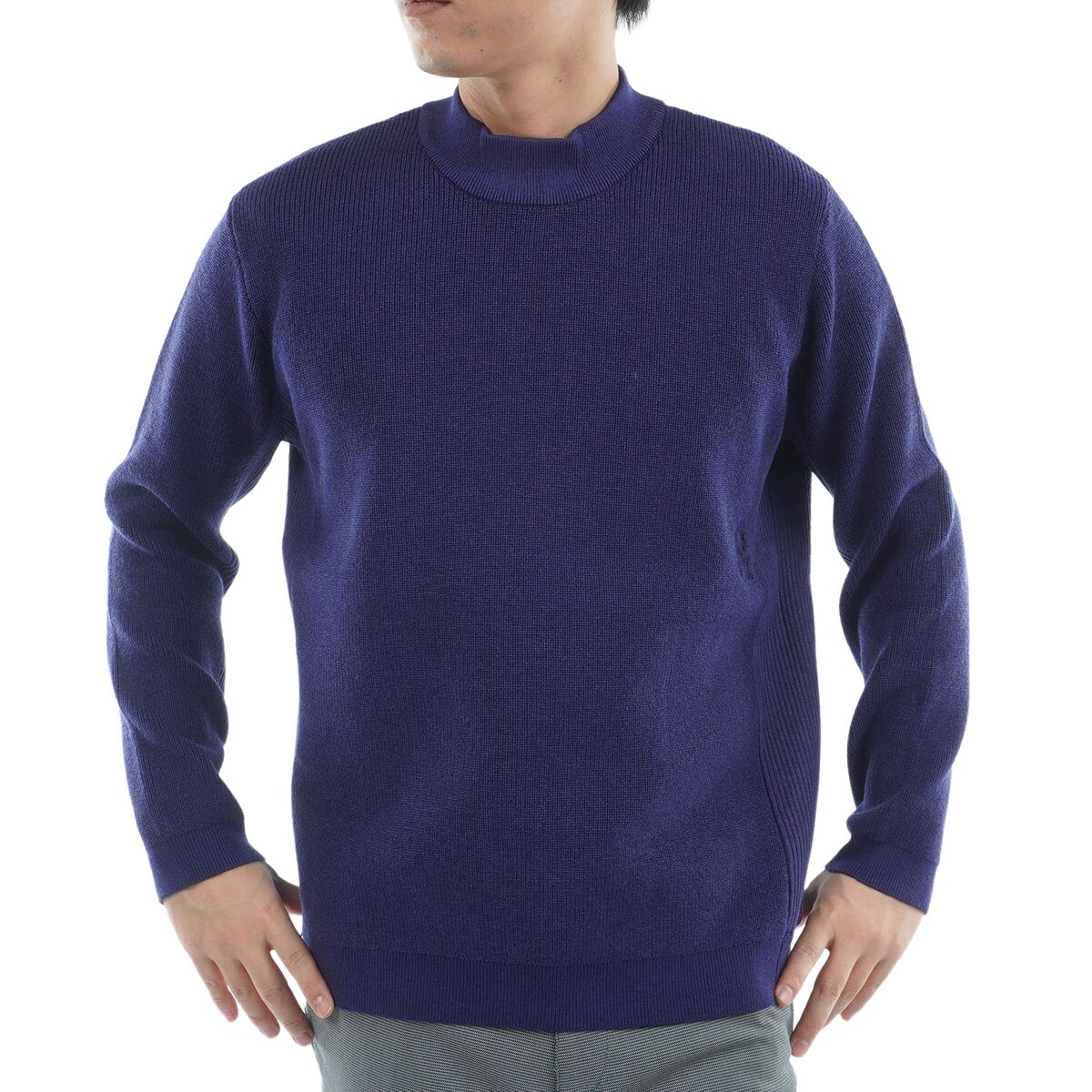 【アンパスィ】ゴルフ ハイネック ボーダー セーター リブ ワッペン L 黄×青 アンパスィ】ゴルフ ハイネック ボーダー セーター リブ