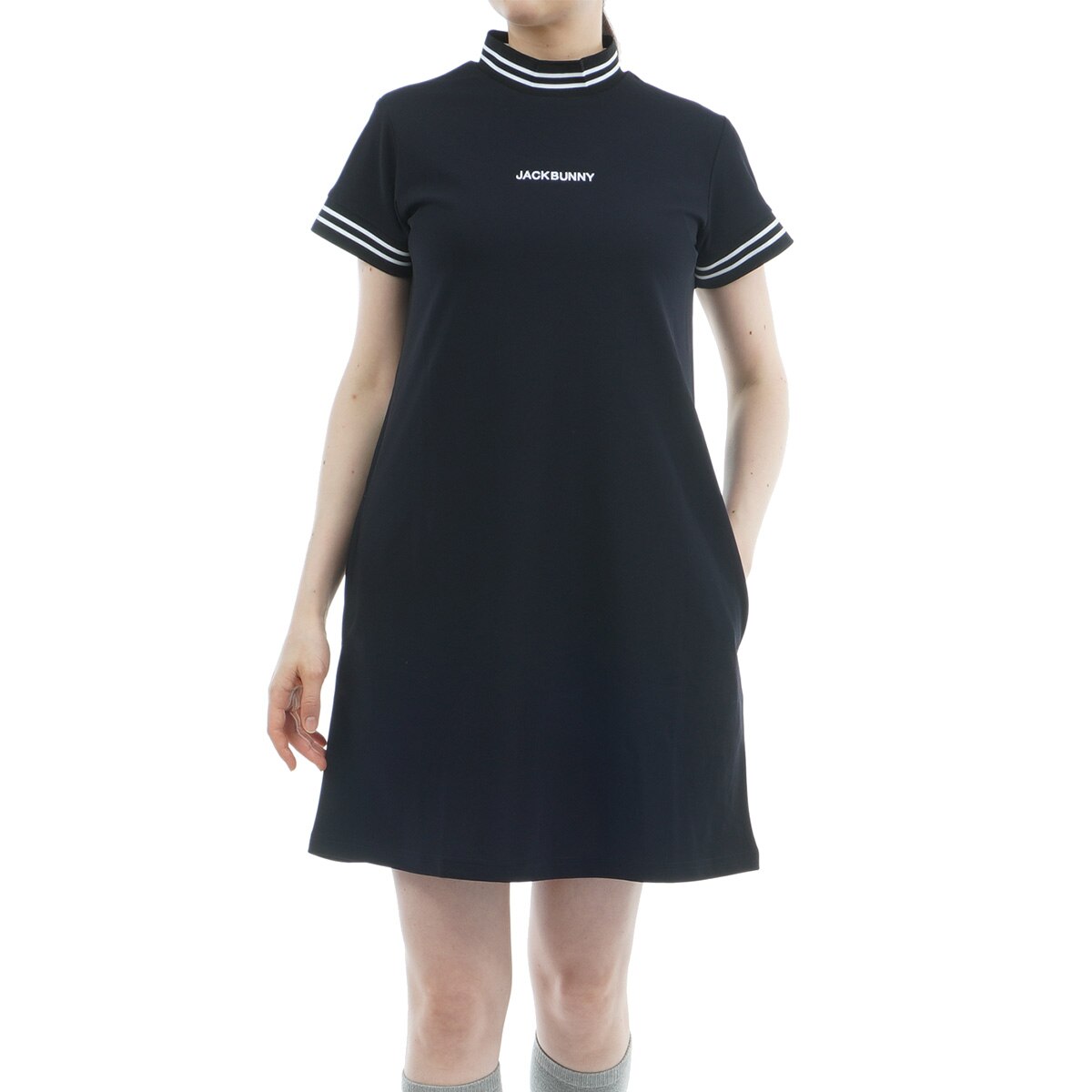 nagi ジャックバニー！！ ワンピース ジャックバニー JB スリーブロゴ衿付きニットワンピース