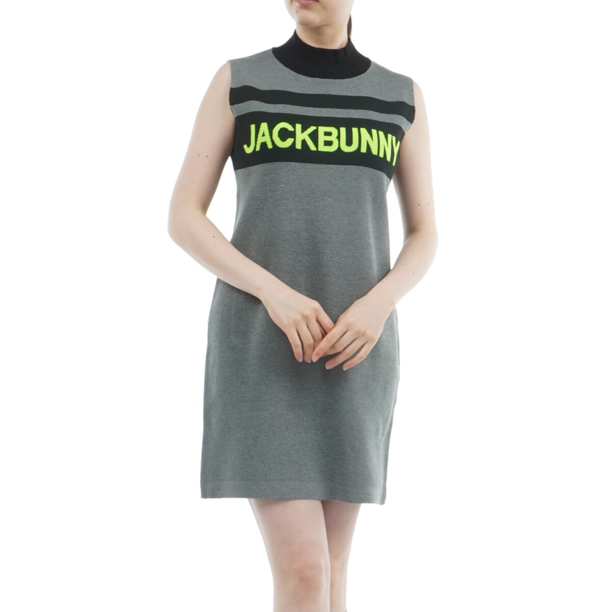 新品タグ付きJACK BUNNY ジャックバニー ノースリーブワンピース ゴルフ Jack Bunny!! ジャックバニー インレイ モックネック