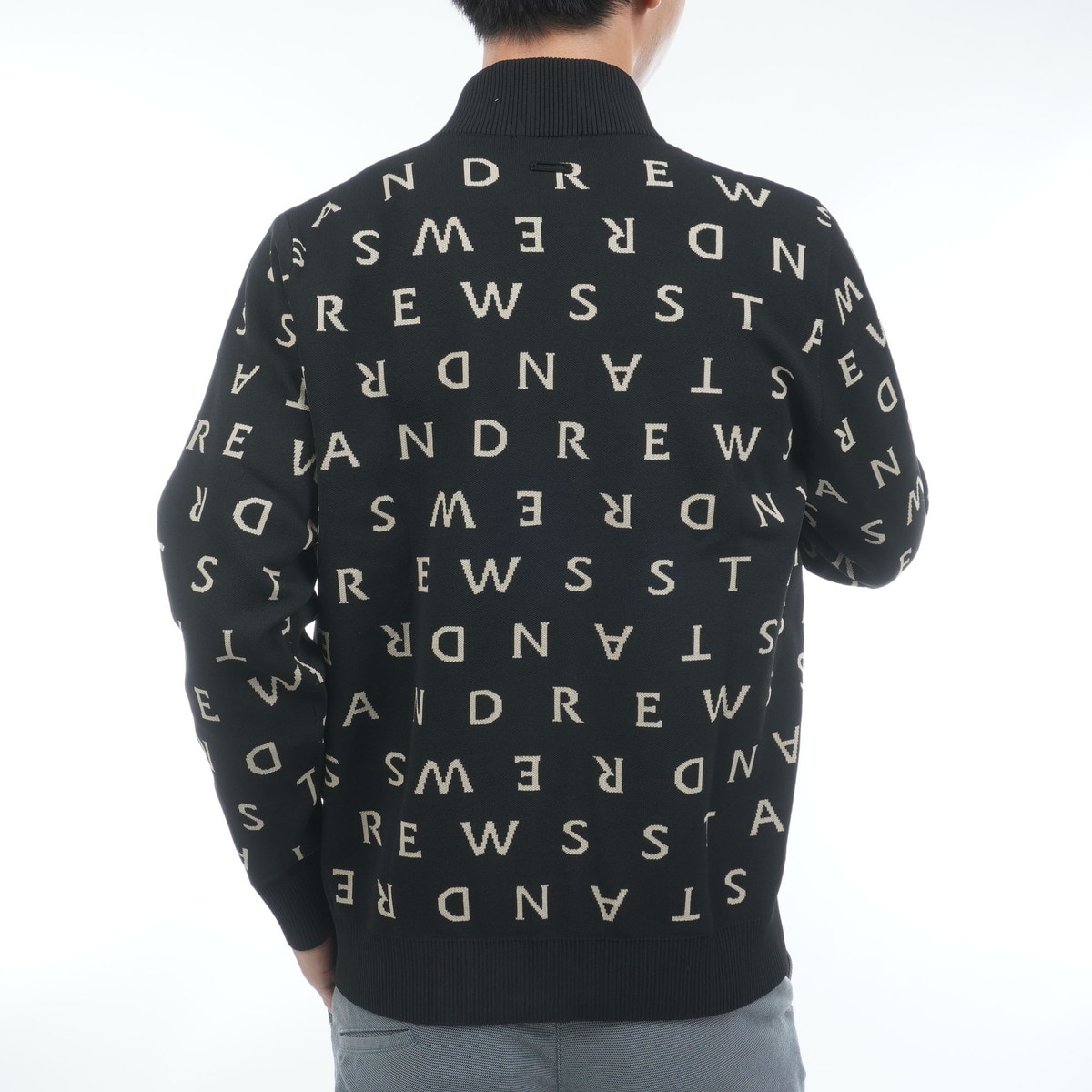 ロゴジャカードニットフルジップセーター(中間着(セーター、トレーナー