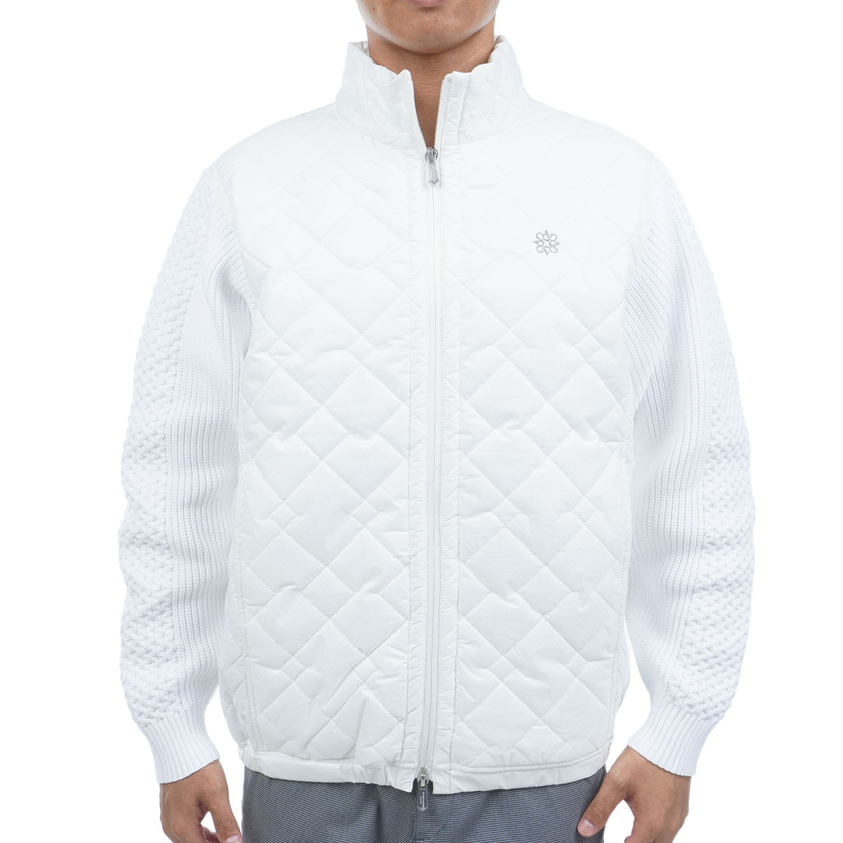 ドットストレッチ キルト袖ニットブルゾン(アウター(ブルゾン