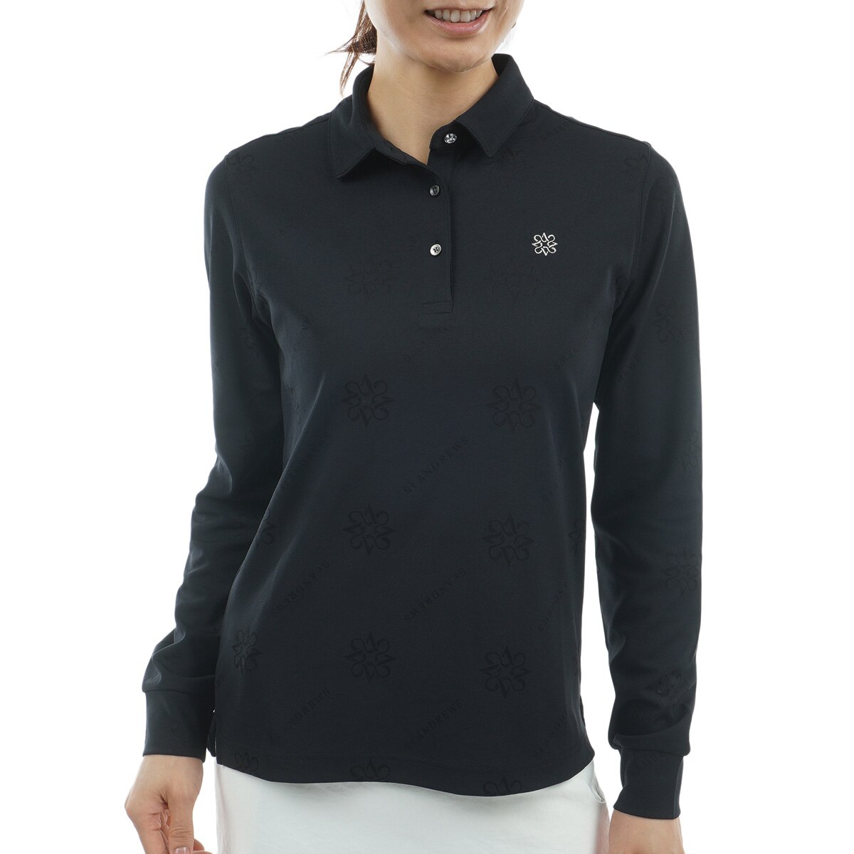 ロゴケルトジャカード長袖ポロシャツ レディス(長袖シャツ・ポロシャツ