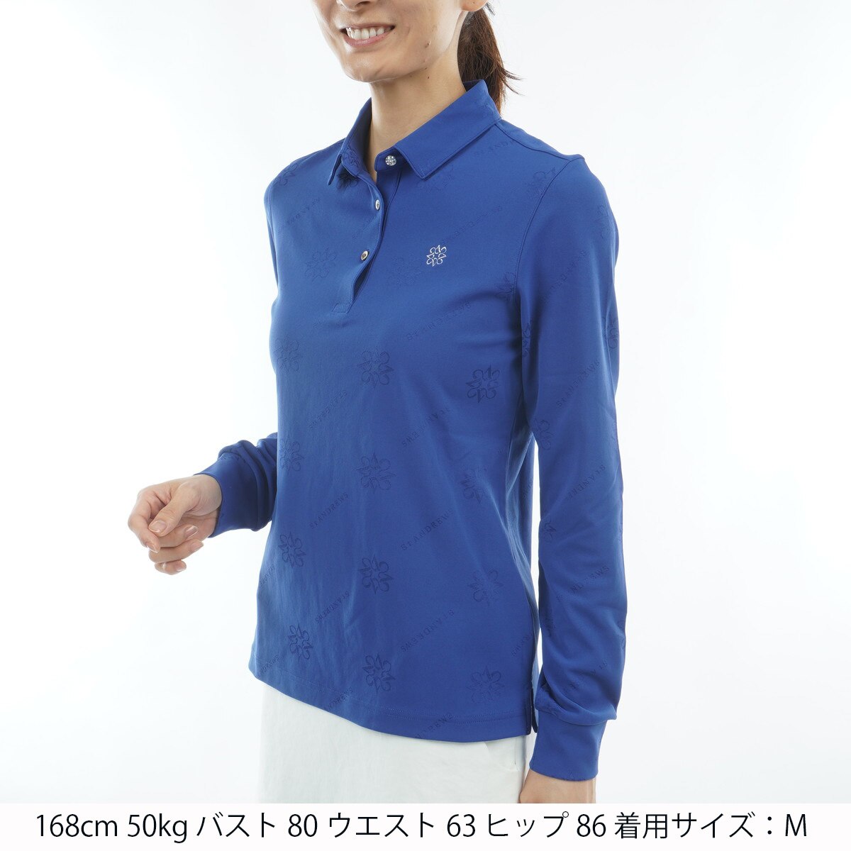 ロゴケルトジャカード長袖ポロシャツ レディス(長袖シャツ・ポロシャツ