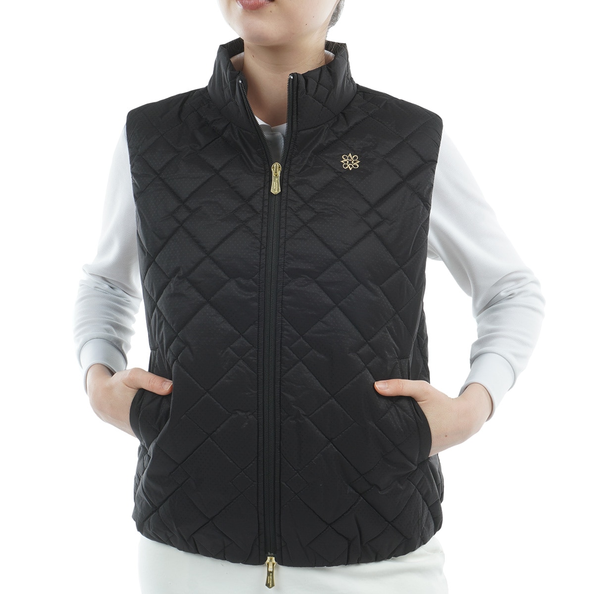 再再再値下げ 美品！セントアンドリュース　メッシュベストS　春夏 RLX GOLF人気ロゴネーム ゴルフジップベストS 黒