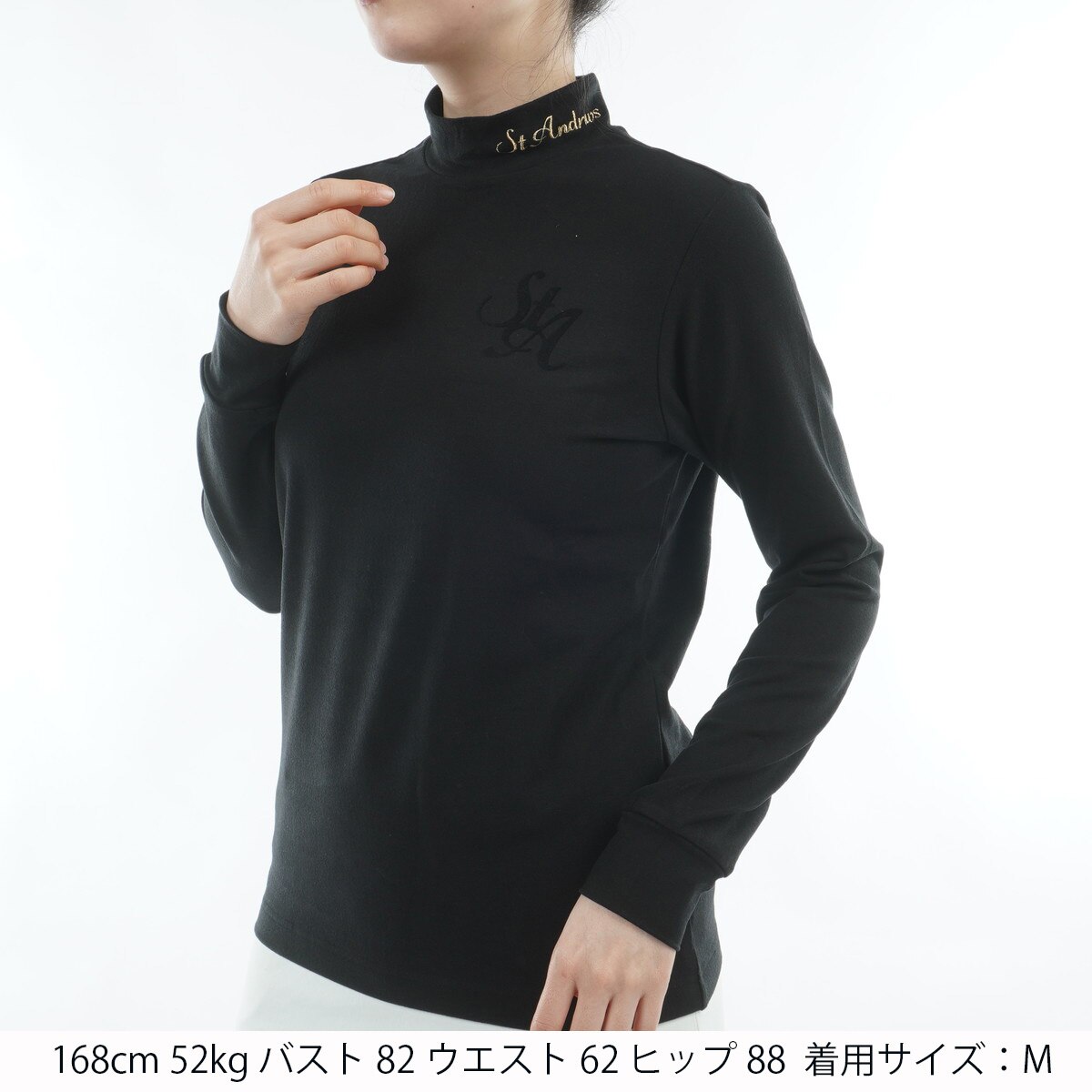 新品　セントアンドリュース　ハイネック　長袖シャツ　ブラック　秋冬　Mサイズ ソリストヒート 長袖ハイネックシャツ レディス(長袖シャツ