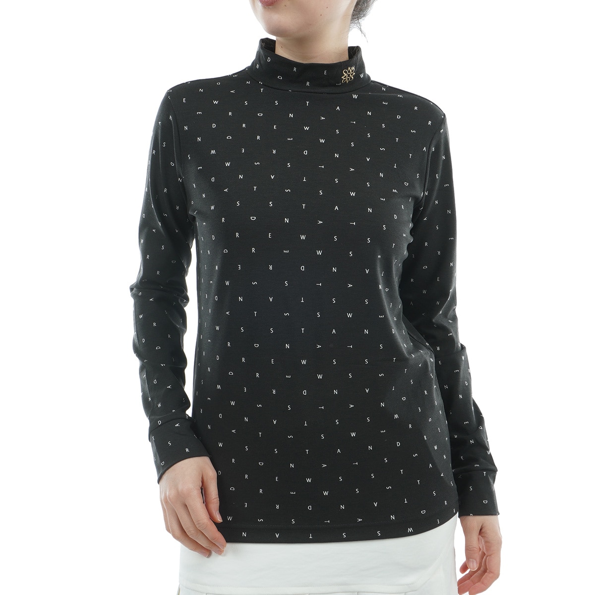 黒　M・ラスト・ジーフォア レディース ゴルフシャツ ハイネック長袖 黒 M・ラスト・ジーフォア レディース ゴルフシャツ ハイネック長袖