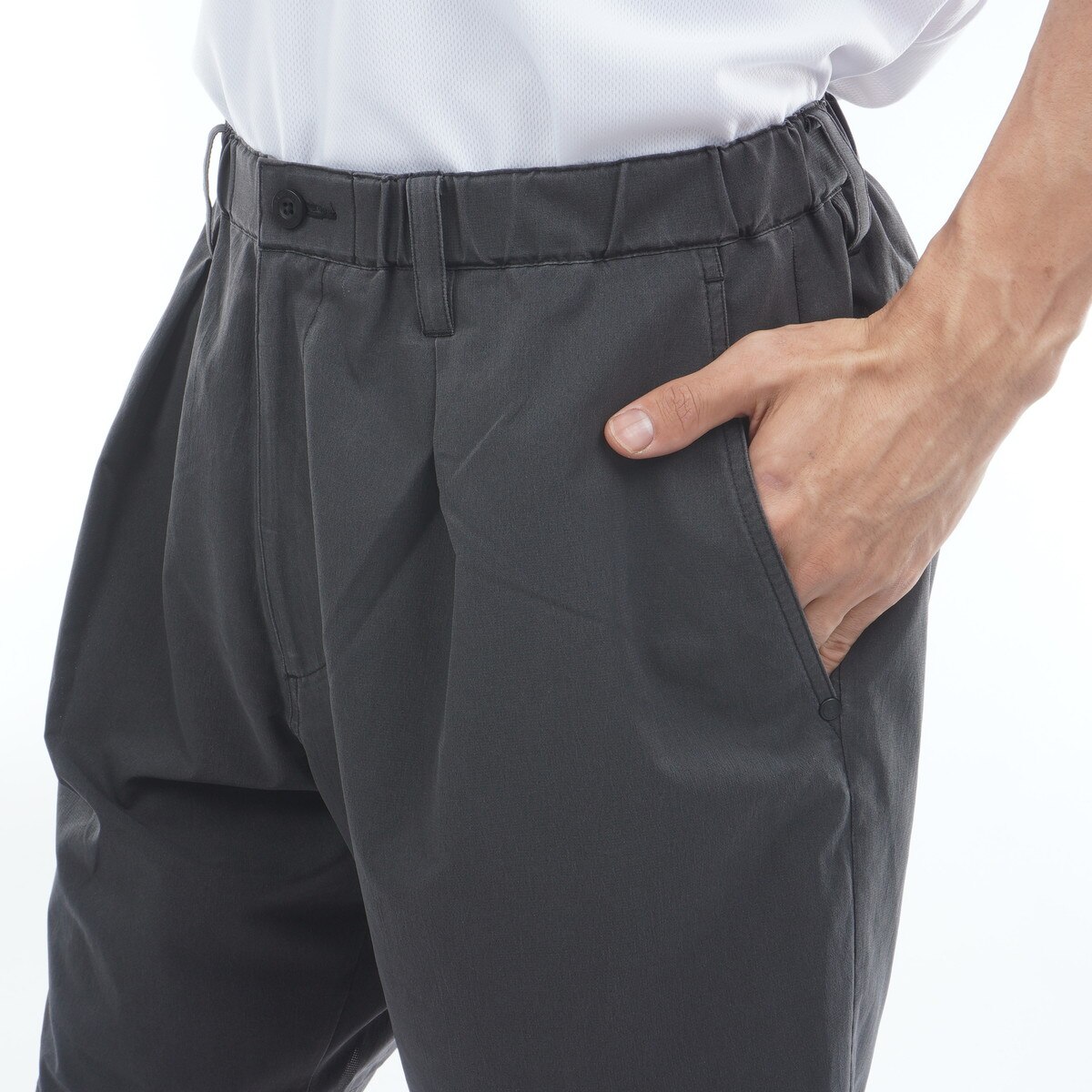 ストレッチ フェイデッド ワンタックワイドショートパンツ(ハーフ