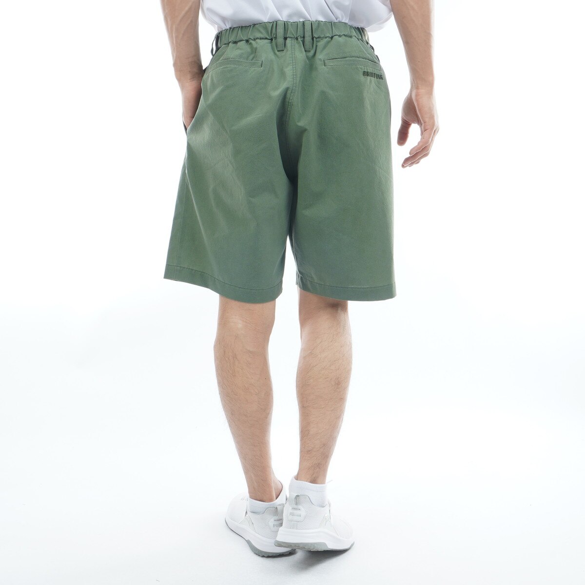 ストレッチ フェイデッド ワンタックワイドショートパンツ(ハーフ