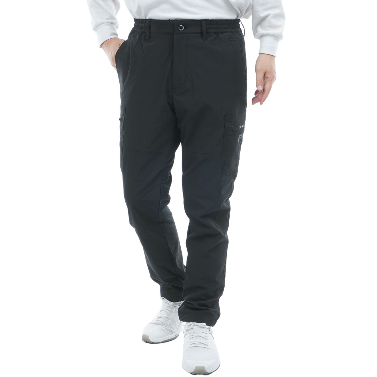 ピン ジョガーパンツ 白 ロゴ黒 裏起毛 メンズ 3L ゴルフウェア 大きい