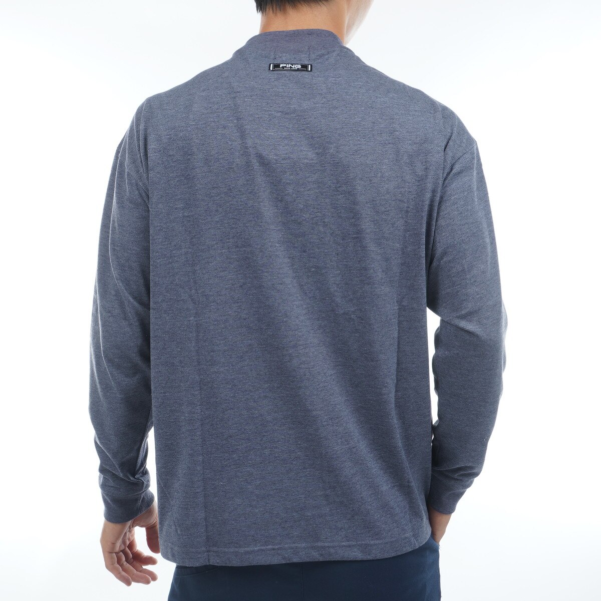 【ネイビー】TC天竺ル-ズシルエット長袖ハイネックシャツ <NATIVE> (MENS) TC天竺ルーズシルエット ハイネック長袖シャツ(長袖シャツ・ポロシャツ