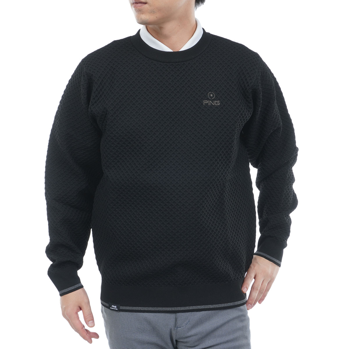 ハチノス編み ストレッチクルーネックセーター(中間着(セーター