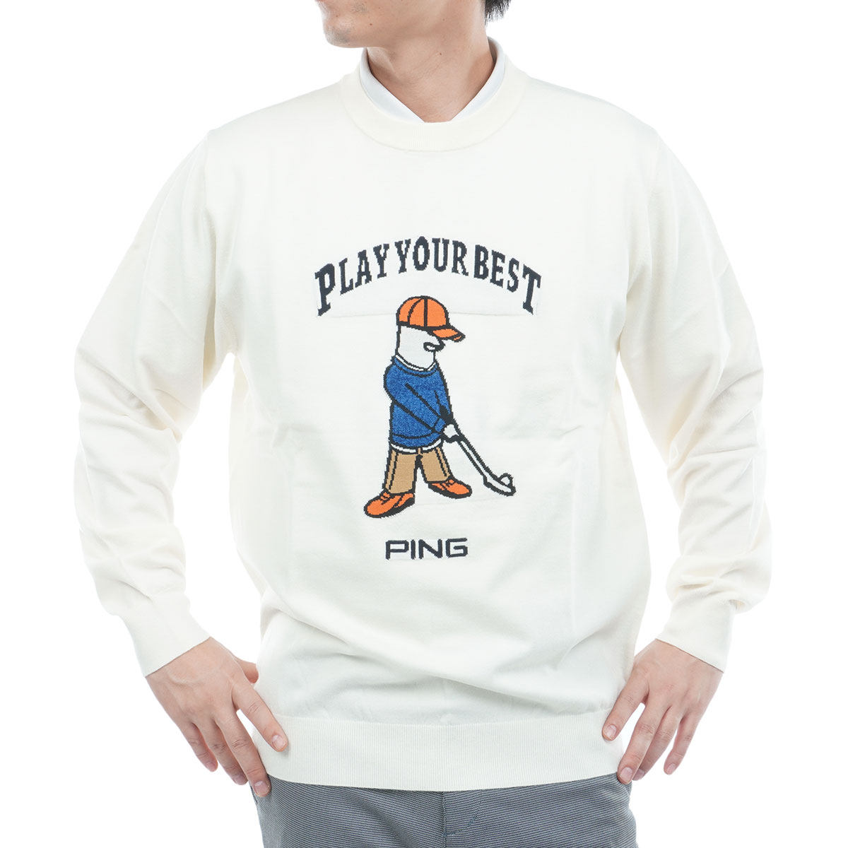 Mr.PING ジャカードクルーネックセーター(中間着(セーター、トレーナー