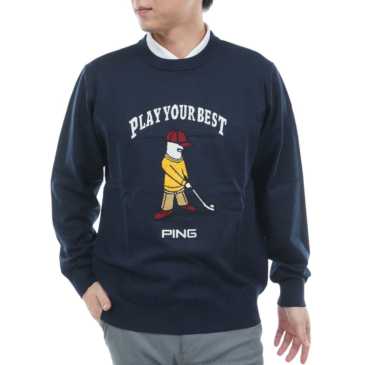 Mr.PING ジャカードクルーネックセーター(中間着(セーター、トレーナー