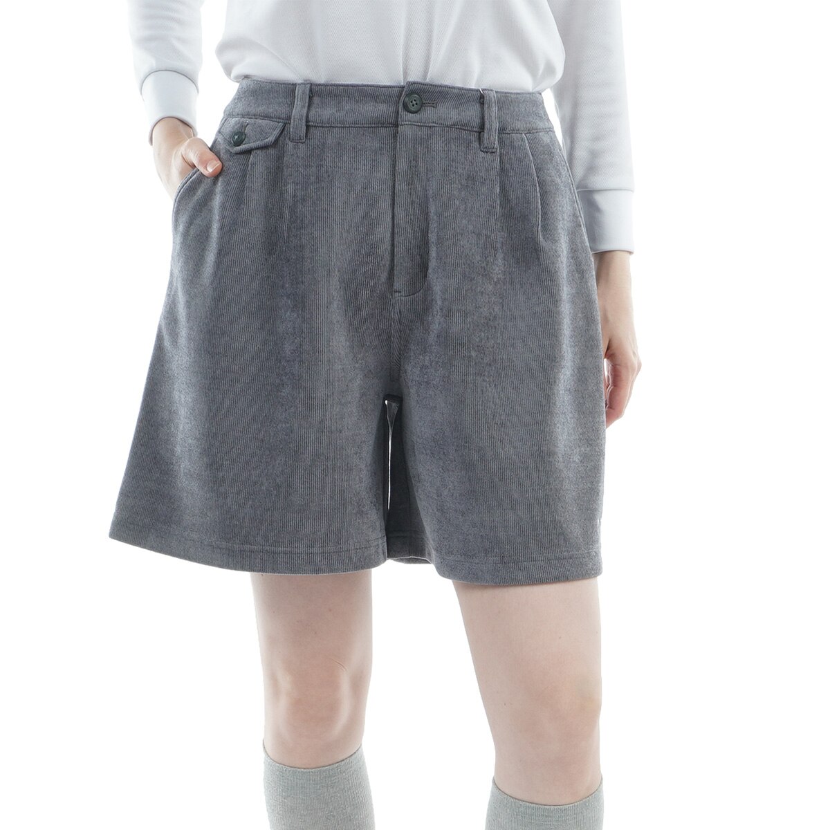 ニットコーデュロイ ツータックキュロットパンツ レディス