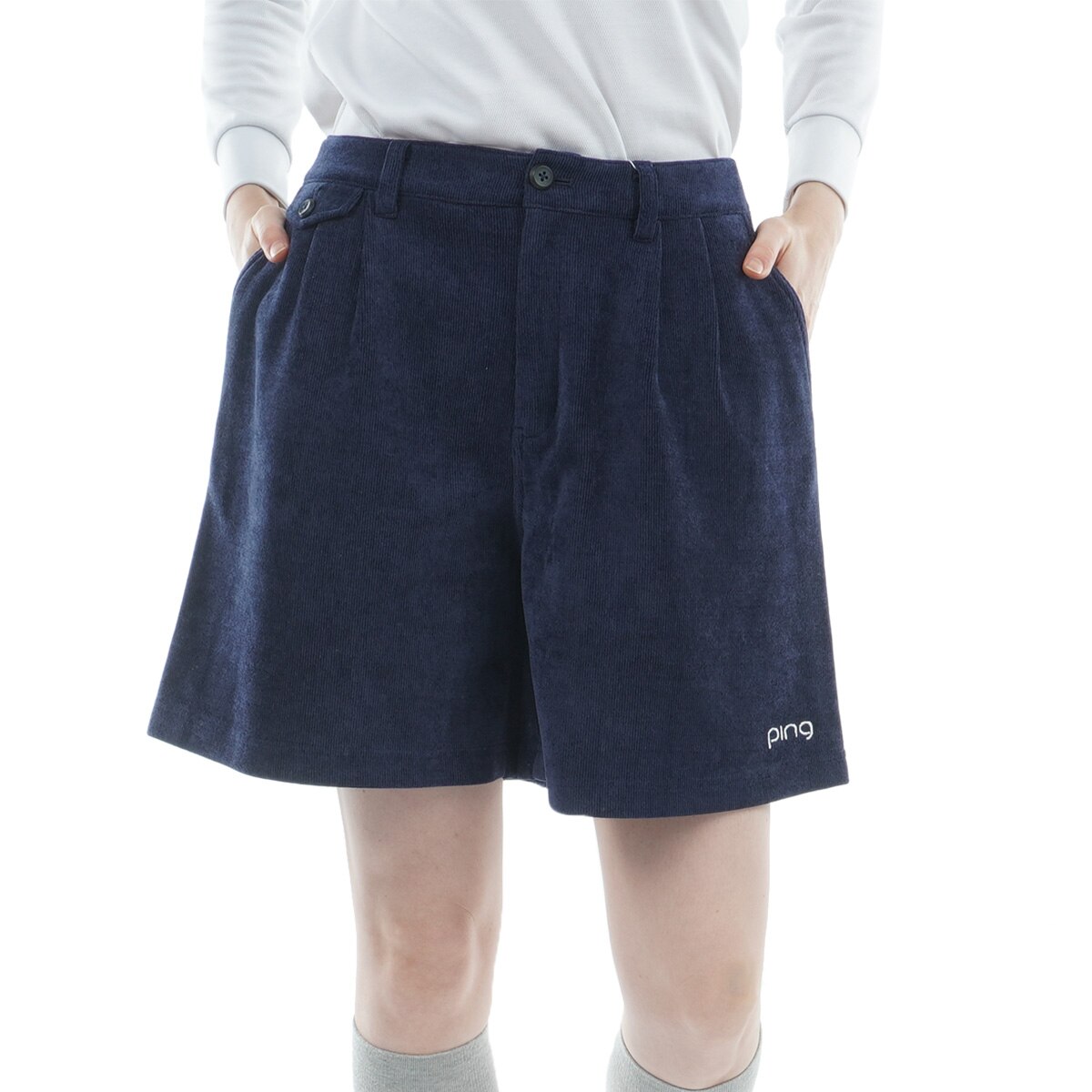 ホーンガーメント　ツータック　コーデュロイパンツ　ゴルフ　ロゴプレート　46 ホーンガーメント ツータック コーデュロイパンツ ゴルフ ロゴ