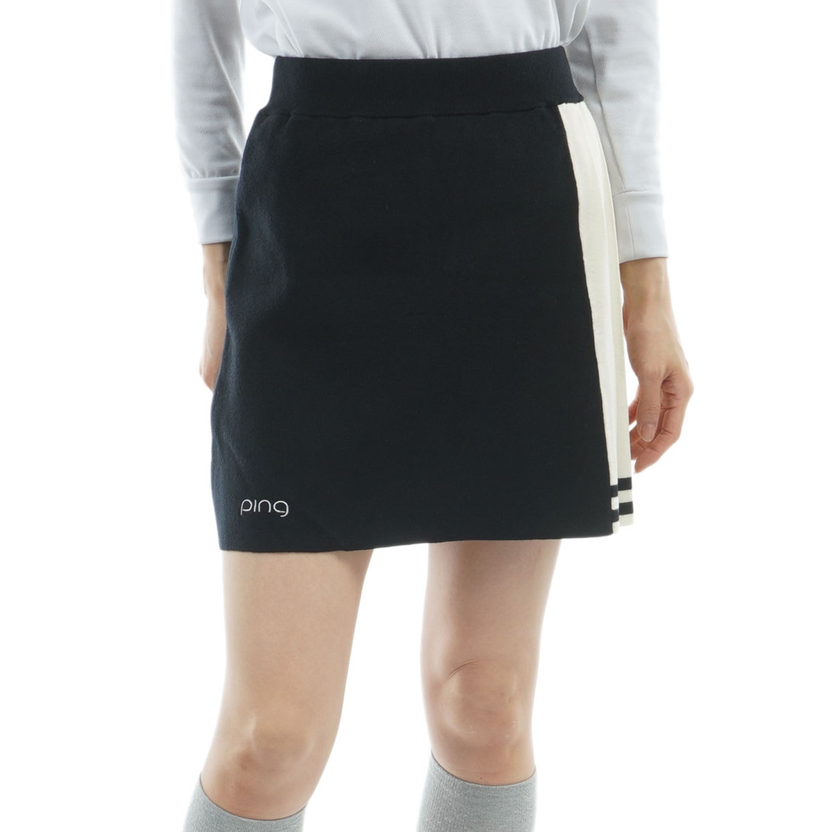 【ブラック】サイドプリーツバイカラースカート <LADIES LINE> (LADIES) セール】【PING APPAREL】サイドプリーツバイカラースカート ＜LADIES